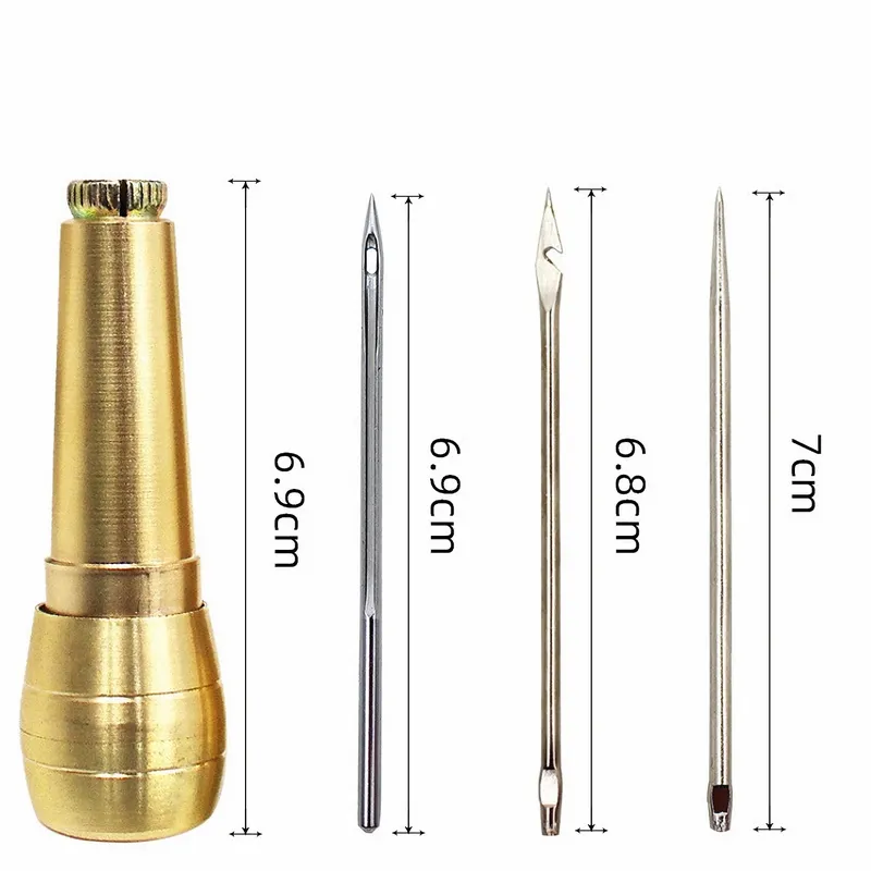 Kit couture cuir 5 aiguilles manche cuivre 50m fil nylon