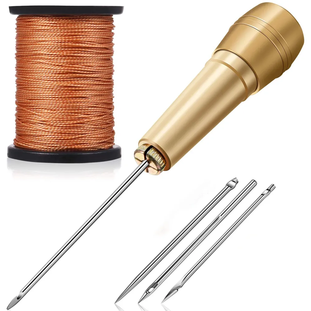 Kit couture cuir 5 aiguilles manche cuivre 50m fil nylon