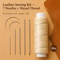Kit couture cuir 7 pièces fil ciré aiguilles – 1
