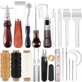 Kit couture cuir aiguilles fil pour réparation chaussures et canapés – Couleur 24Pcs
