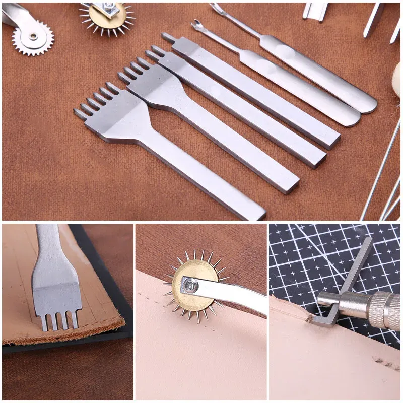 Kit couture cuir aiguilles fil pour réparation chaussures et canapés