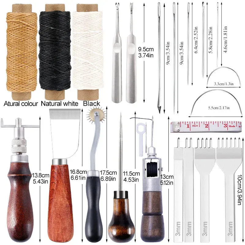 Kit couture cuir aiguilles fil pour réparation chaussures et canapés