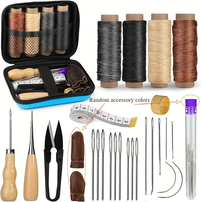 Kit couture cuir avec fil ciré et aiguilles quilting