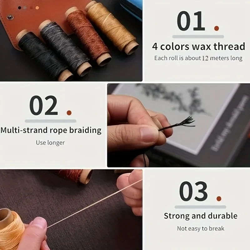 Kit couture cuir avec fil ciré et aiguilles quilting