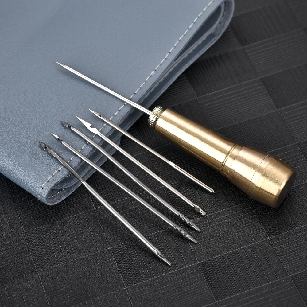 Kit couture cuir avec poinçon, fil ciré et aiguilles