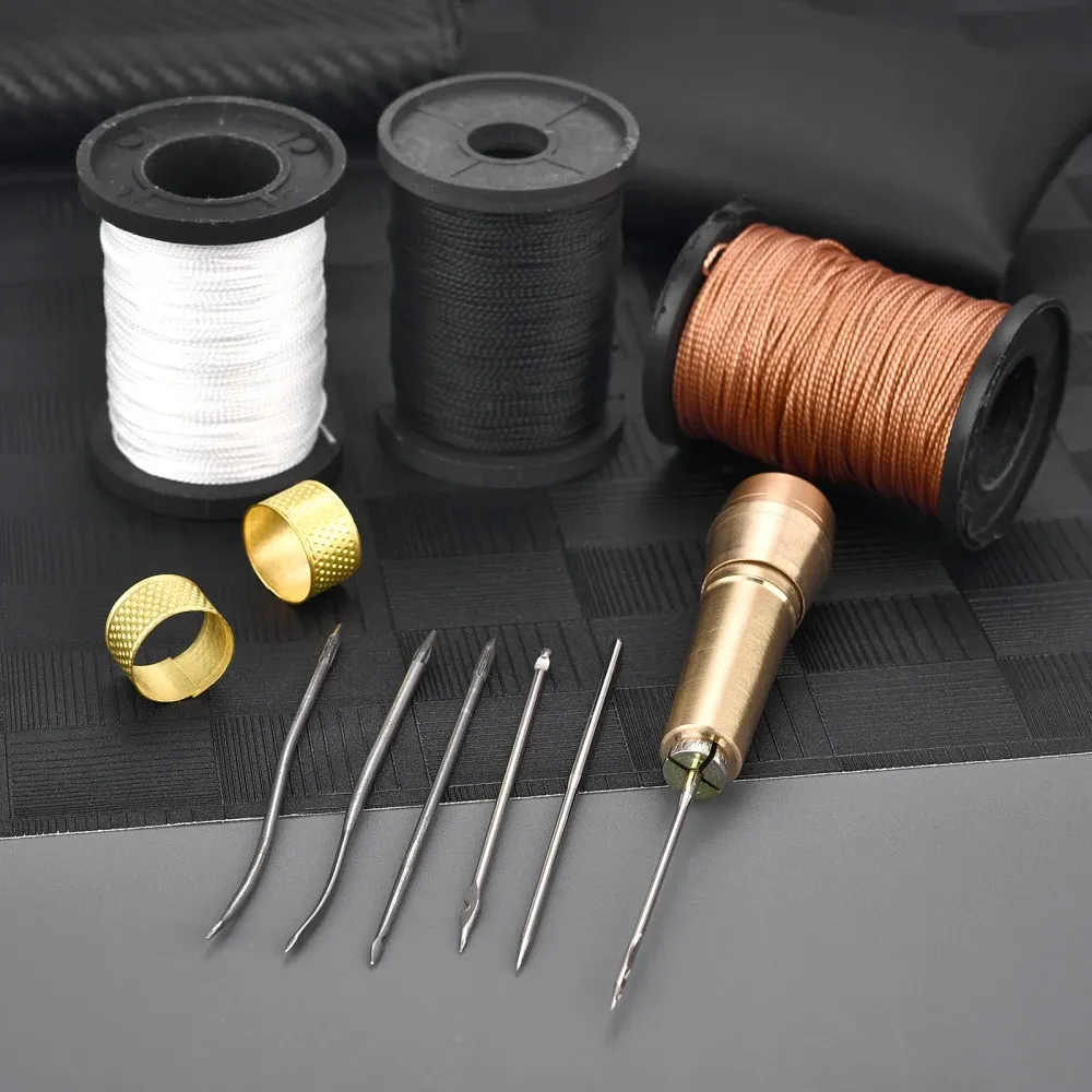 Kit couture cuir avec poinçon, fil ciré et aiguilles