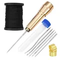 Kit couture cuir avec poinçon, fil ciré et aiguilles – Color jaune clair (03)