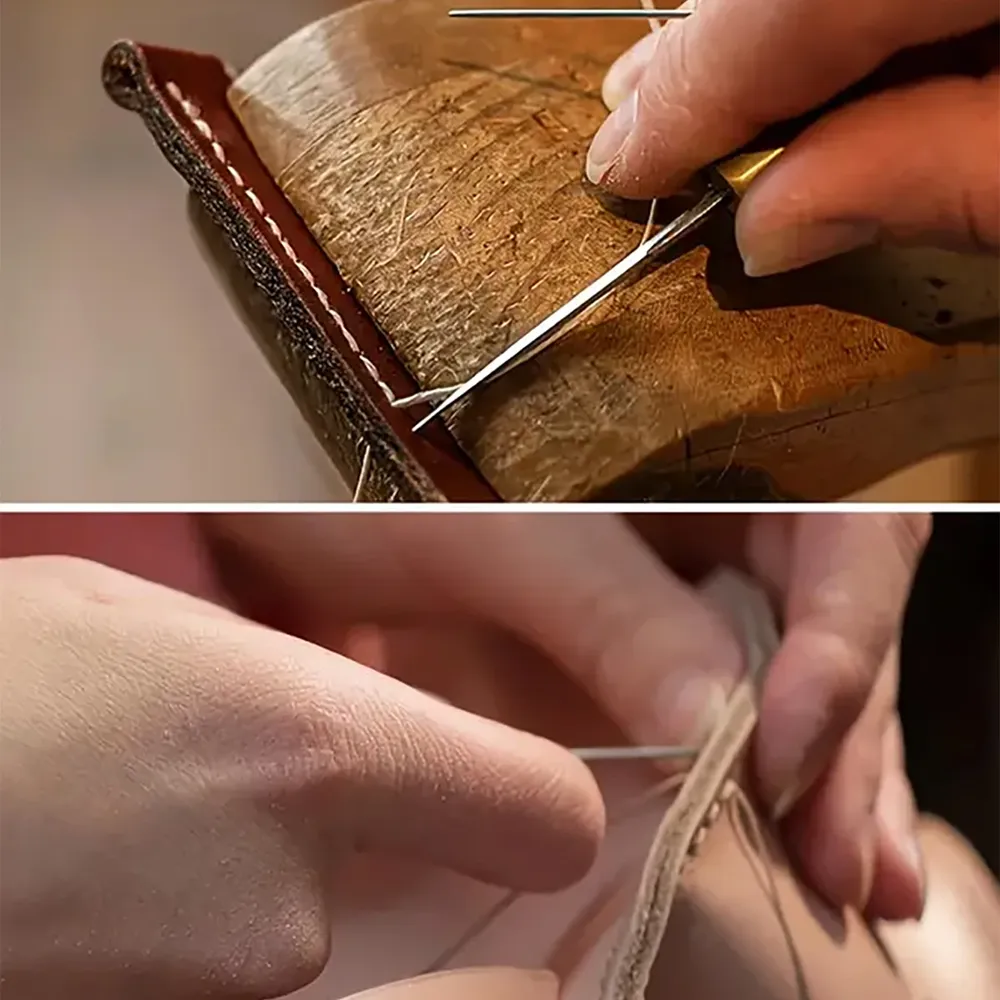 Kit couture cuir débutant avec fil ciré et aiguille