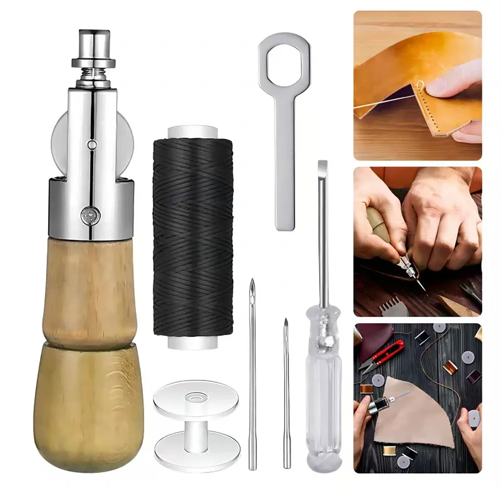 Kit couture cuir débutant avec fil ciré et aiguille
