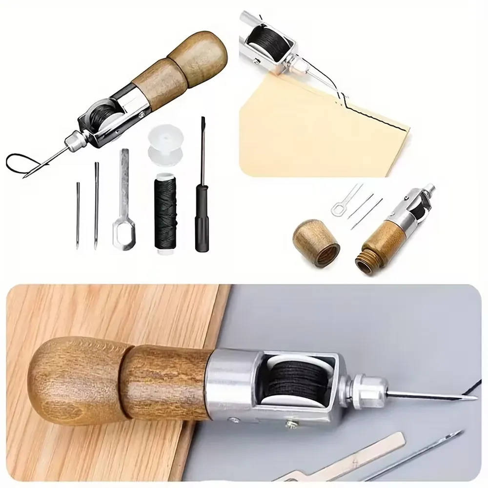 Kit couture cuir débutant avec fil ciré et aiguille