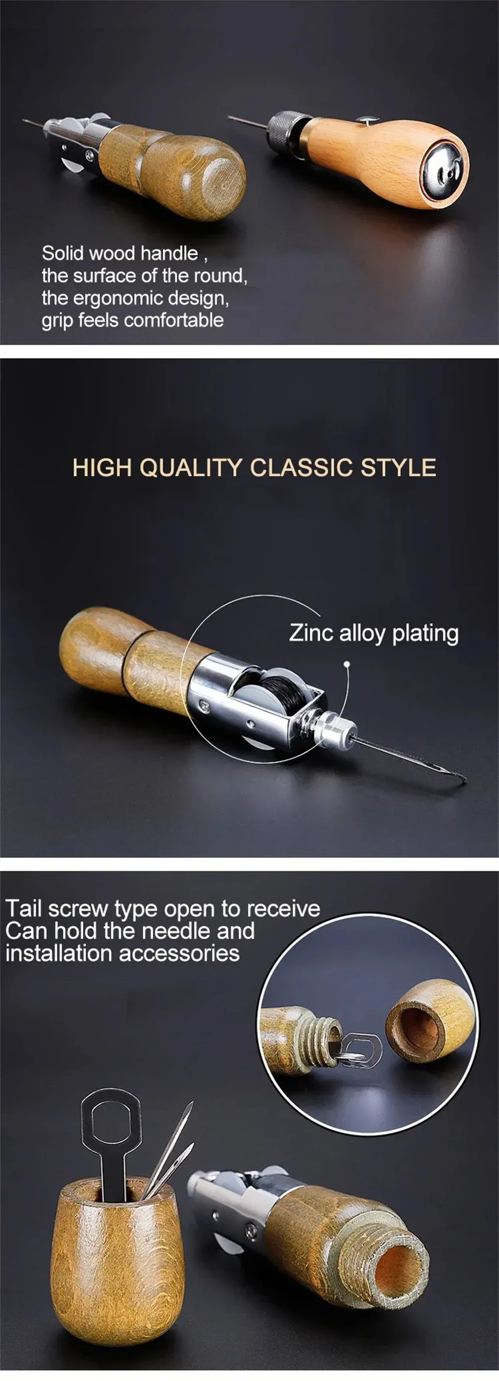 Kit couture cuir DIY avec fil ciré et aiguilles