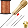 Kit couture cuir fil cire aiguilles pour débutant broderie – Couleur kaki foncé