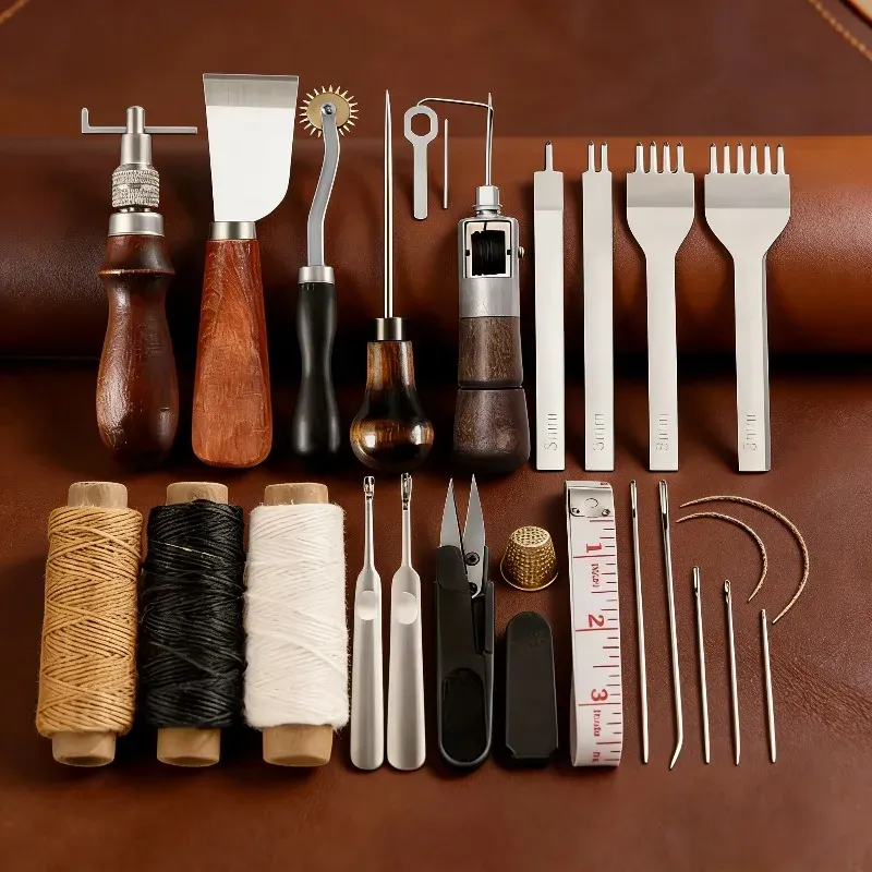 Kit couture cuir poinçon fil ciré aiguilles