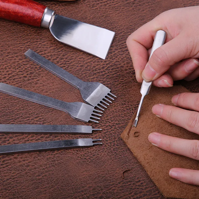 Kit couture cuir poinçon fil ciré aiguilles