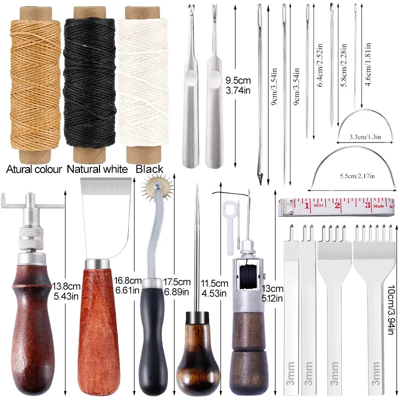 Kit couture cuir poinçon fil ciré aiguilles