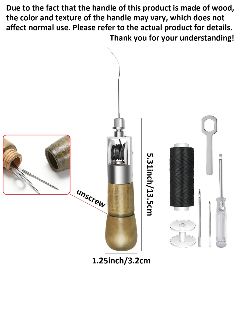 Kit couture cuir professionnel avec aiguilles et fil