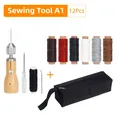 Kit couture cuir rapide 5 à 12 pièces fil cire poinçon – Couleur A1 Sewing Tool-12Pcs