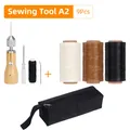 Kit couture cuir rapide 5 à 12 pièces fil cire poinçon – Couleur A2 Sewing Tool-9Pcs