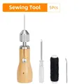Kit couture cuir rapide 5 à 12 pièces fil cire poinçon – Couleur Sewing Tool-5Pcs