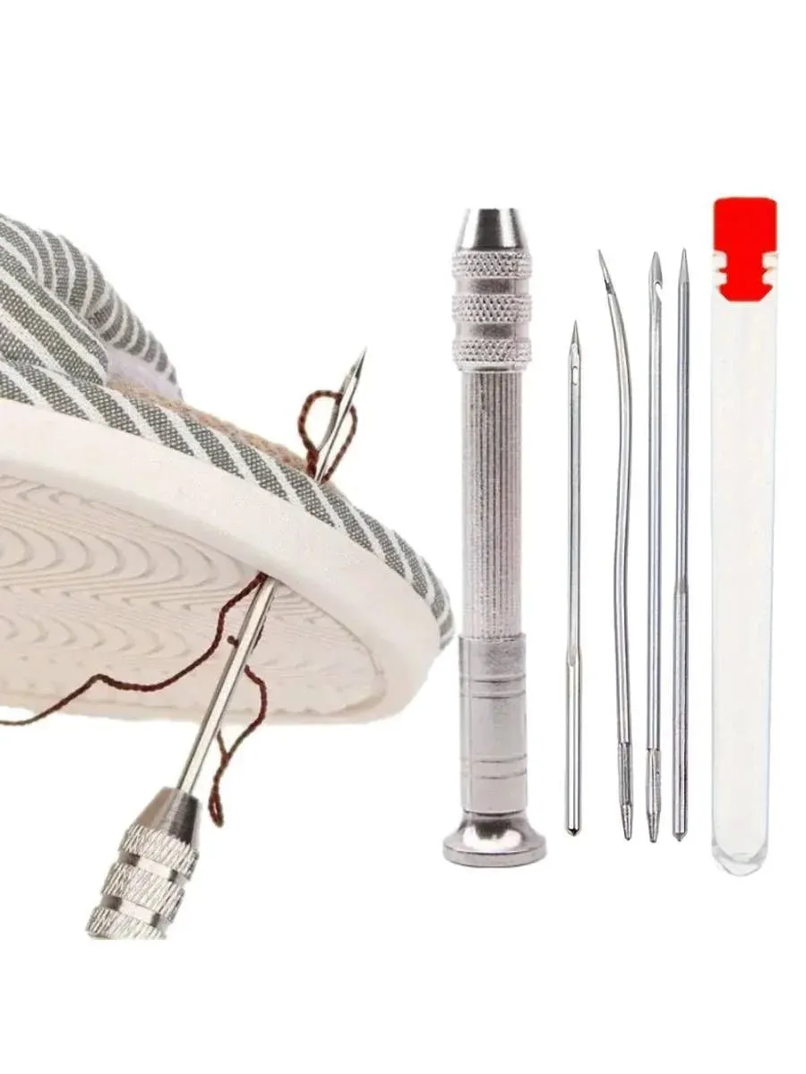 Kit d'aiguilles cuir avec poinçon et 4 aiguilles pour couture