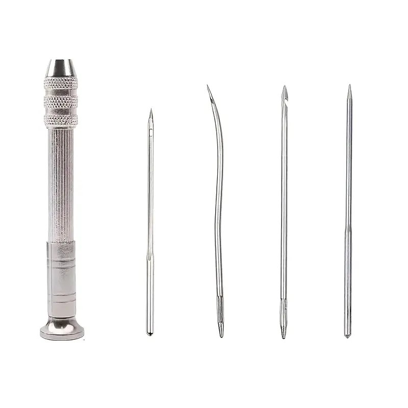 Kit d'aiguilles cuir avec poinçon et 4 aiguilles pour couture