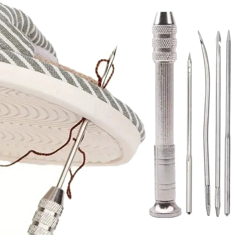 Kit d'aiguilles cuir avec poinçon et 4 aiguilles pour couture