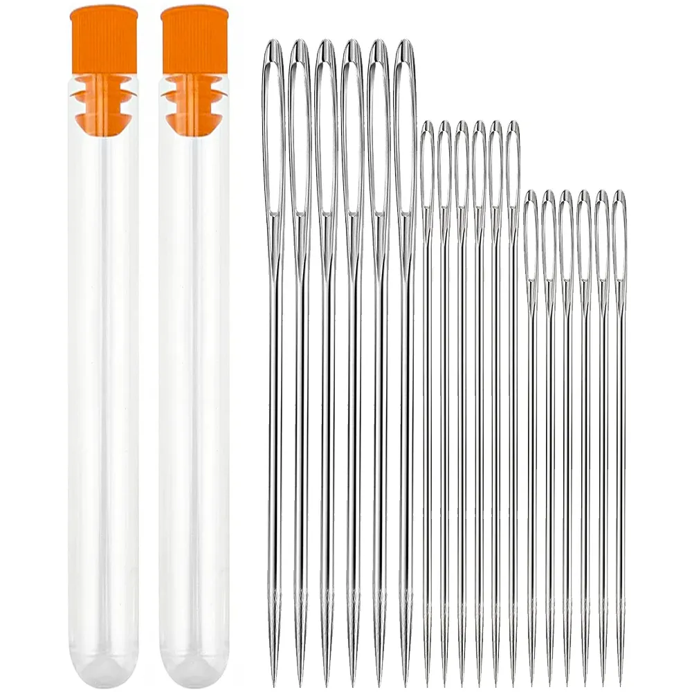 Kit d'aiguilles cuir gros œil 9 à 18 pièces fil acier