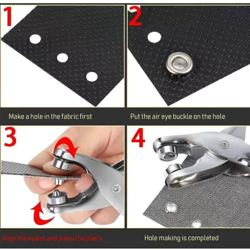 Kit d'œillets avec pince et 100 œillets 4 mm