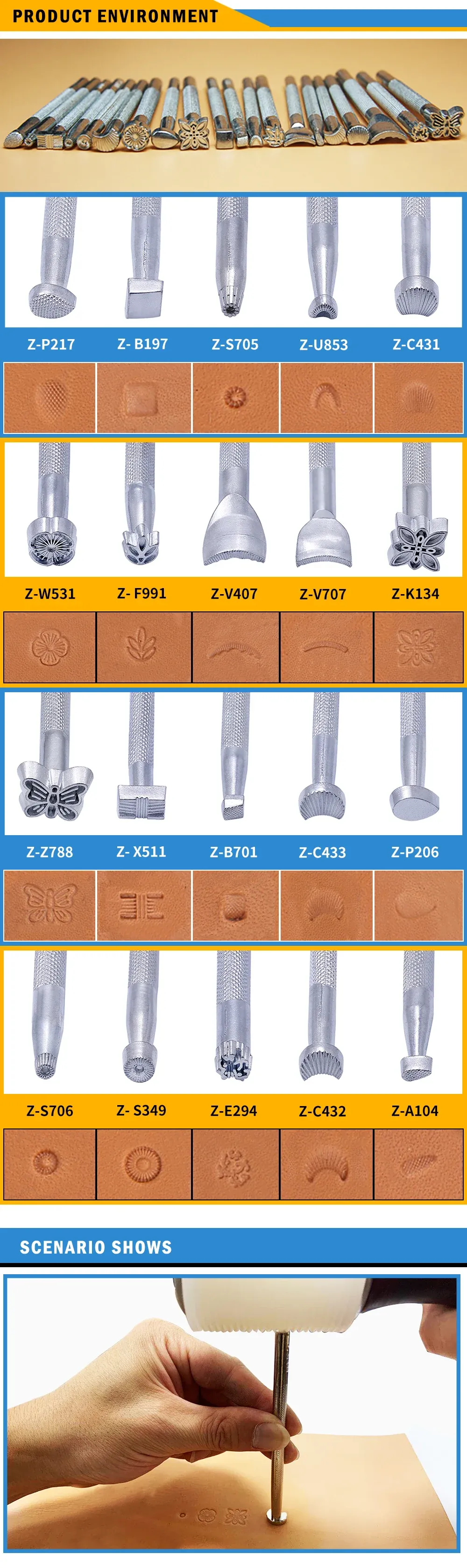 Kit de 20 outils de sculpture et poinçonnage cuir