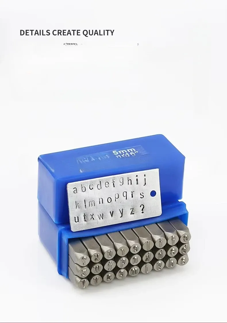 Kit de 27 poinçons alphabet et chiffres pour cuir