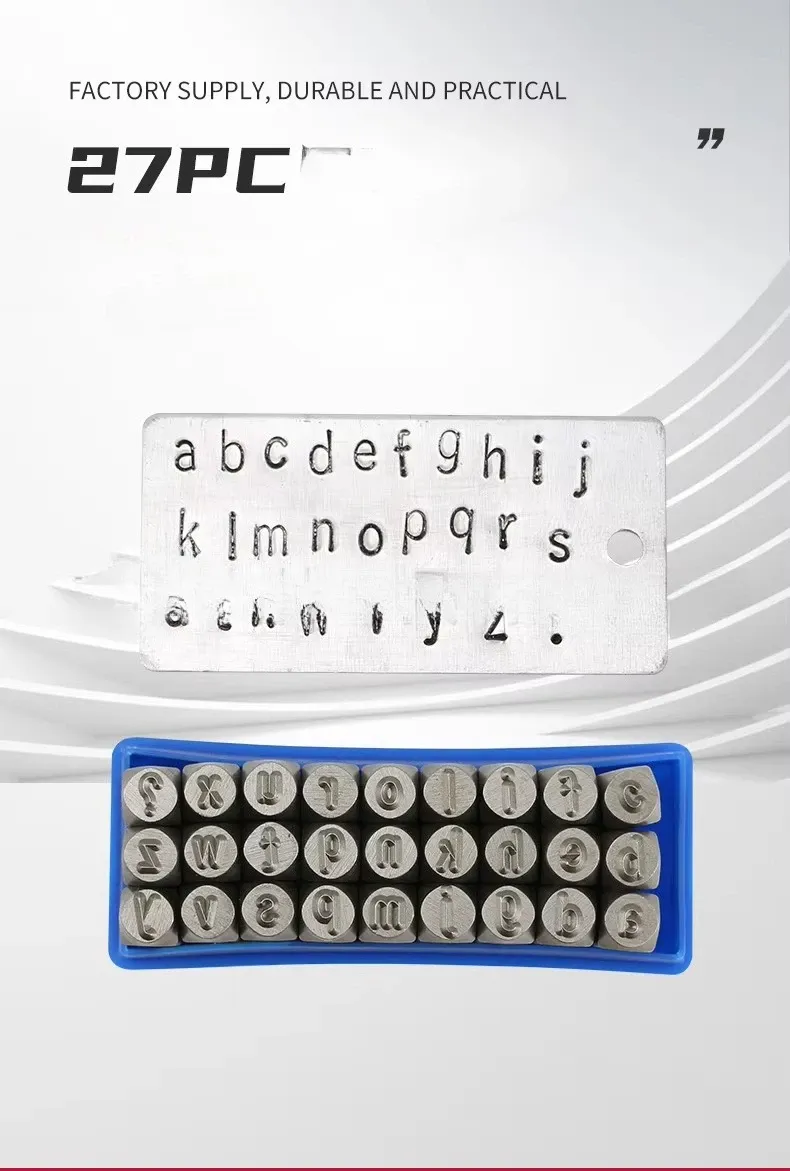 Kit de 27 poinçons alphabet et chiffres pour cuir