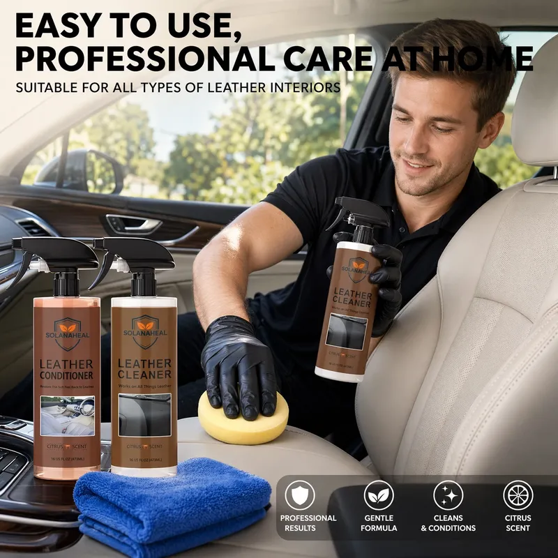 Kit nettoyage cuir 2 x 16 oz spray avec accessoires pour auto