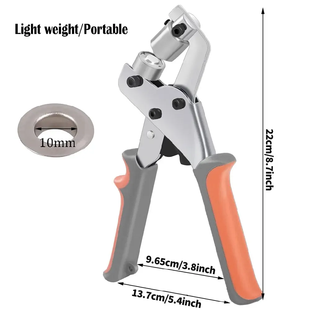 Kit œillets 6 à 10 mm, 100 pièces avec pince et perforateur