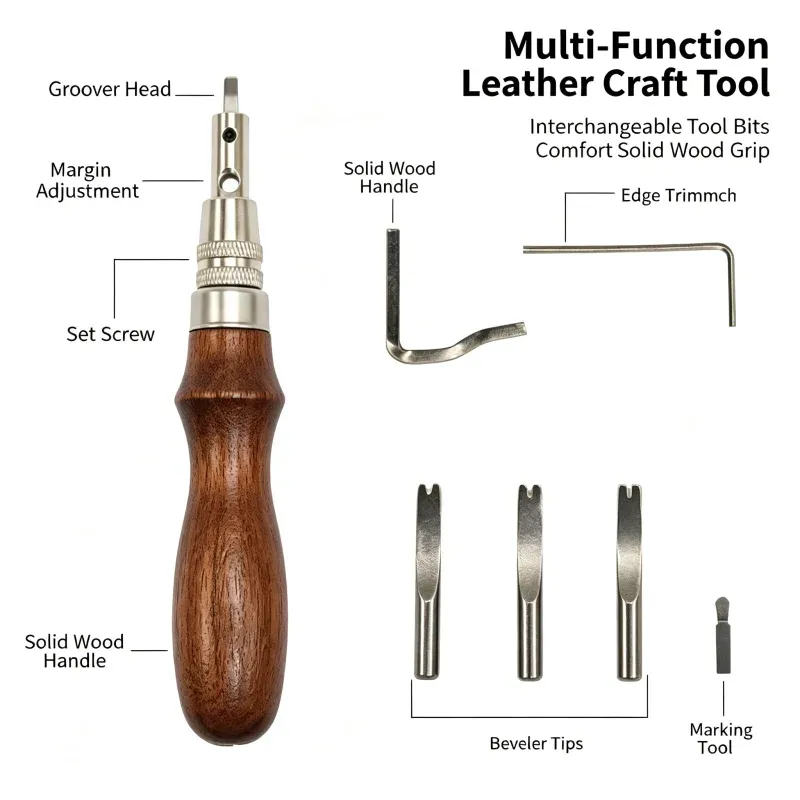 Kit outils couture cuir avec fil ciré et poinçon