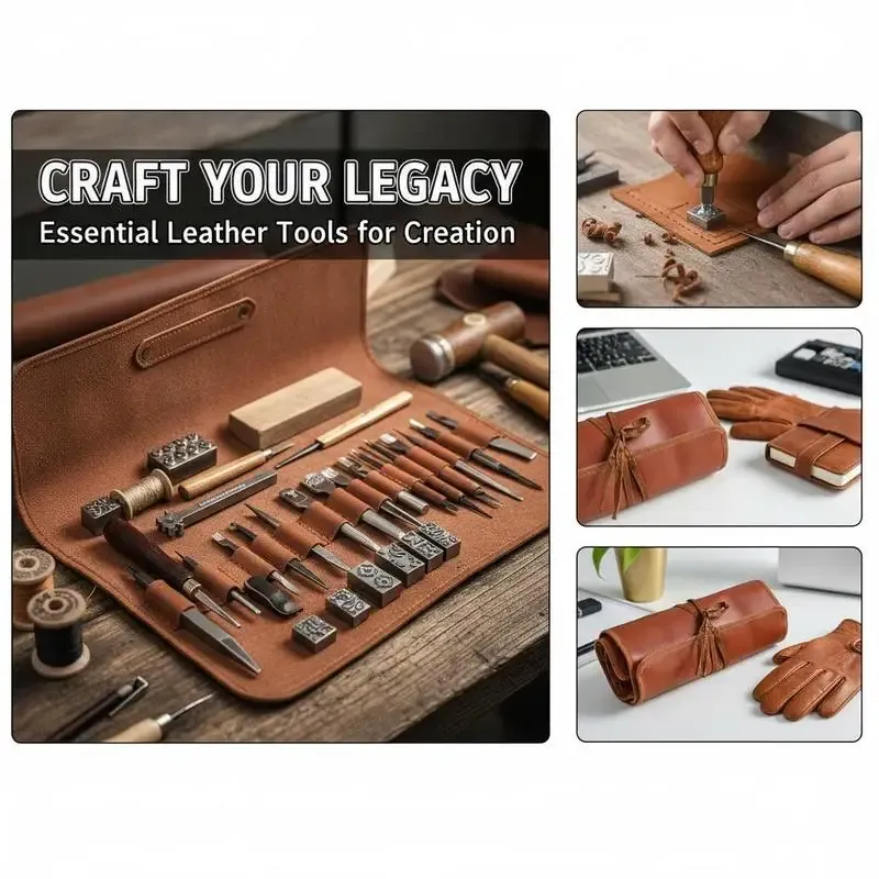 Kit outils cuir 72 pièces avec sac de rangement portable
