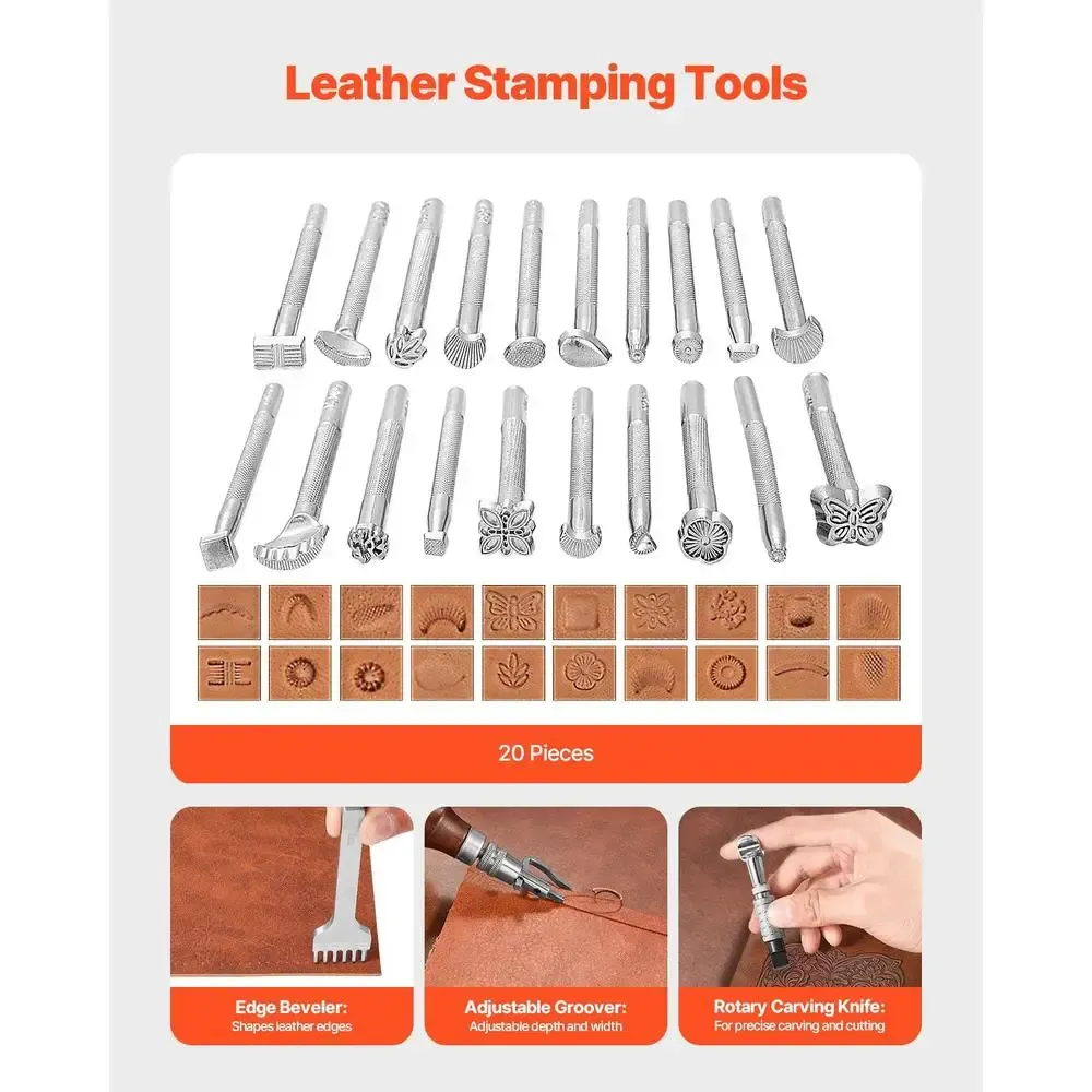 Kit outils cuir 92 pièces avec sac de rangement portable