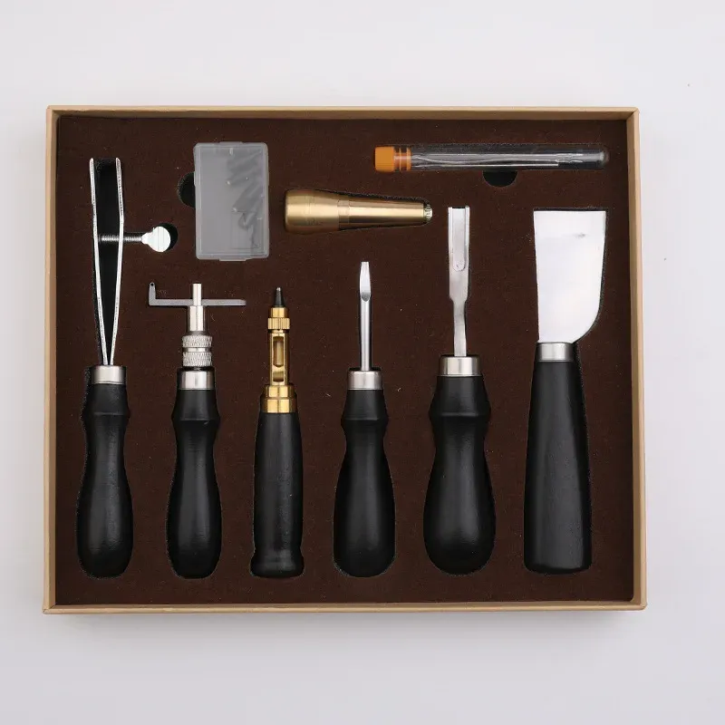 Kit outils cuir coupe poinçon sculpture aiguilles fil débutants