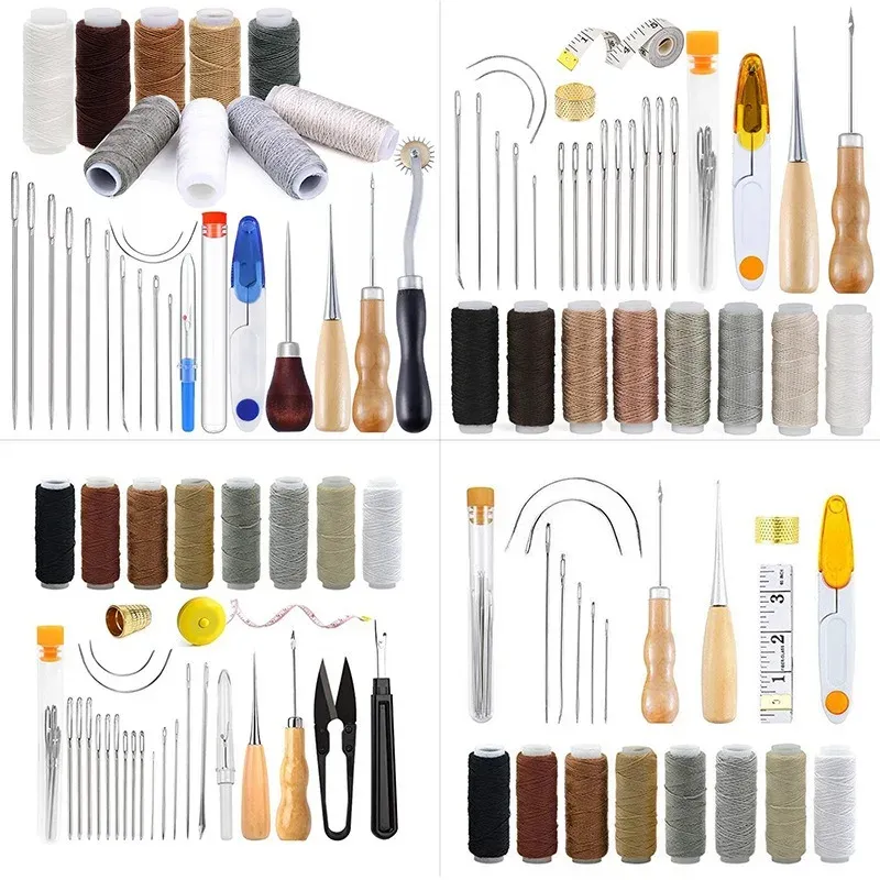 Kit outils cuir fil cire aiguilles poinçon pour maroquinerie
