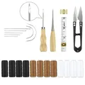 Kit outils cuir fil cire aiguilles poinçon pour maroquinerie – Couleur vert clair (b)