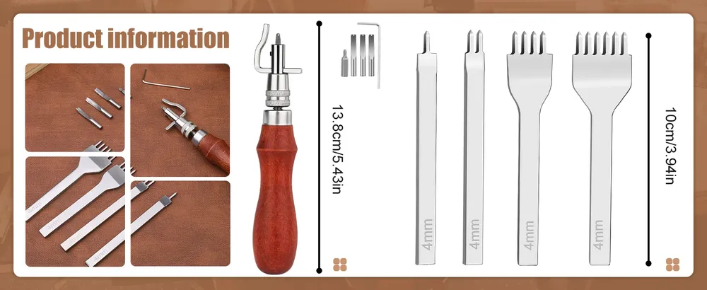 Kit outils cuir rainureuse poinçon ciseau diamanté
