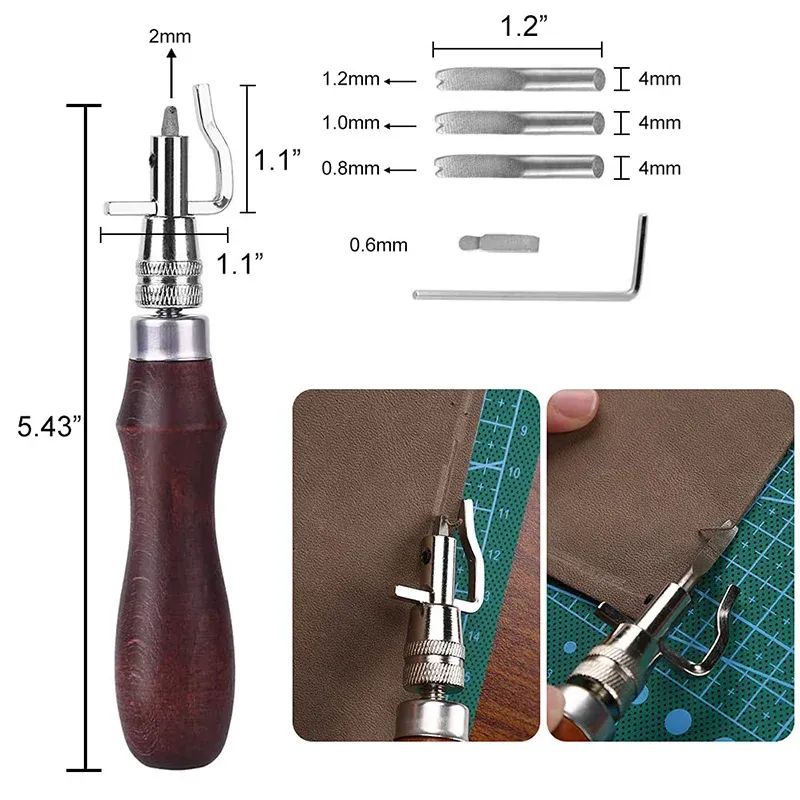 Kit outils cuir rainureuse poinçon ciseau diamanté