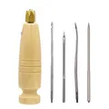 Kit poinçon cuir manche bois pour réparation chaussures toile – Couleur 1Set