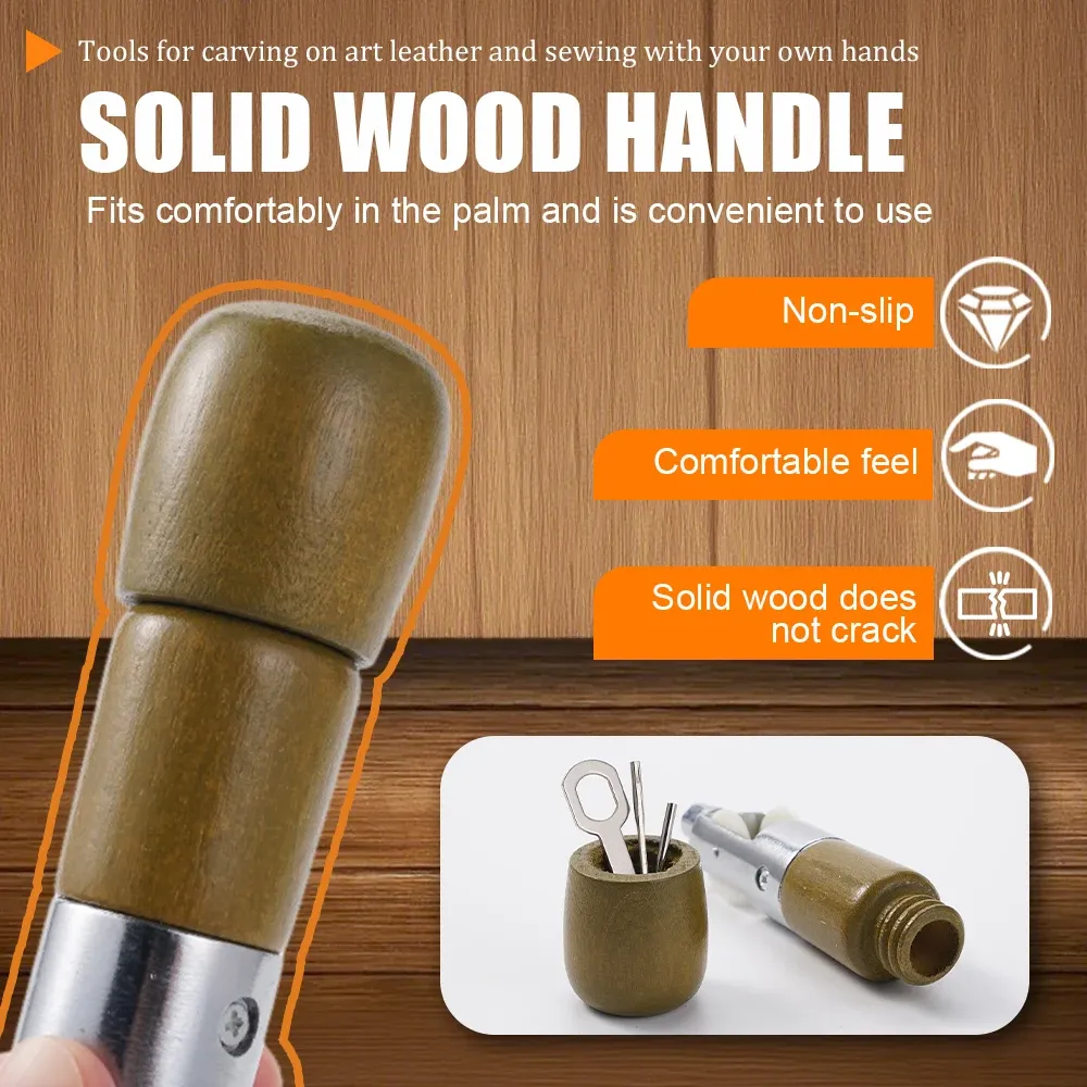 Kit pointe couteau cuir manche bois 45 à 54 mm fil cire
