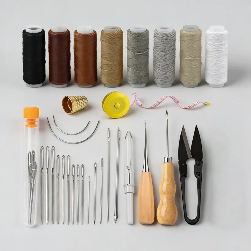 Kit réparation cuir robuste aiguilles fil et outils aloi