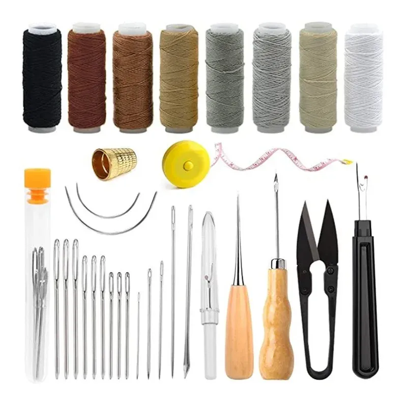 Kit réparation cuir robuste aiguilles fil et outils aloi
