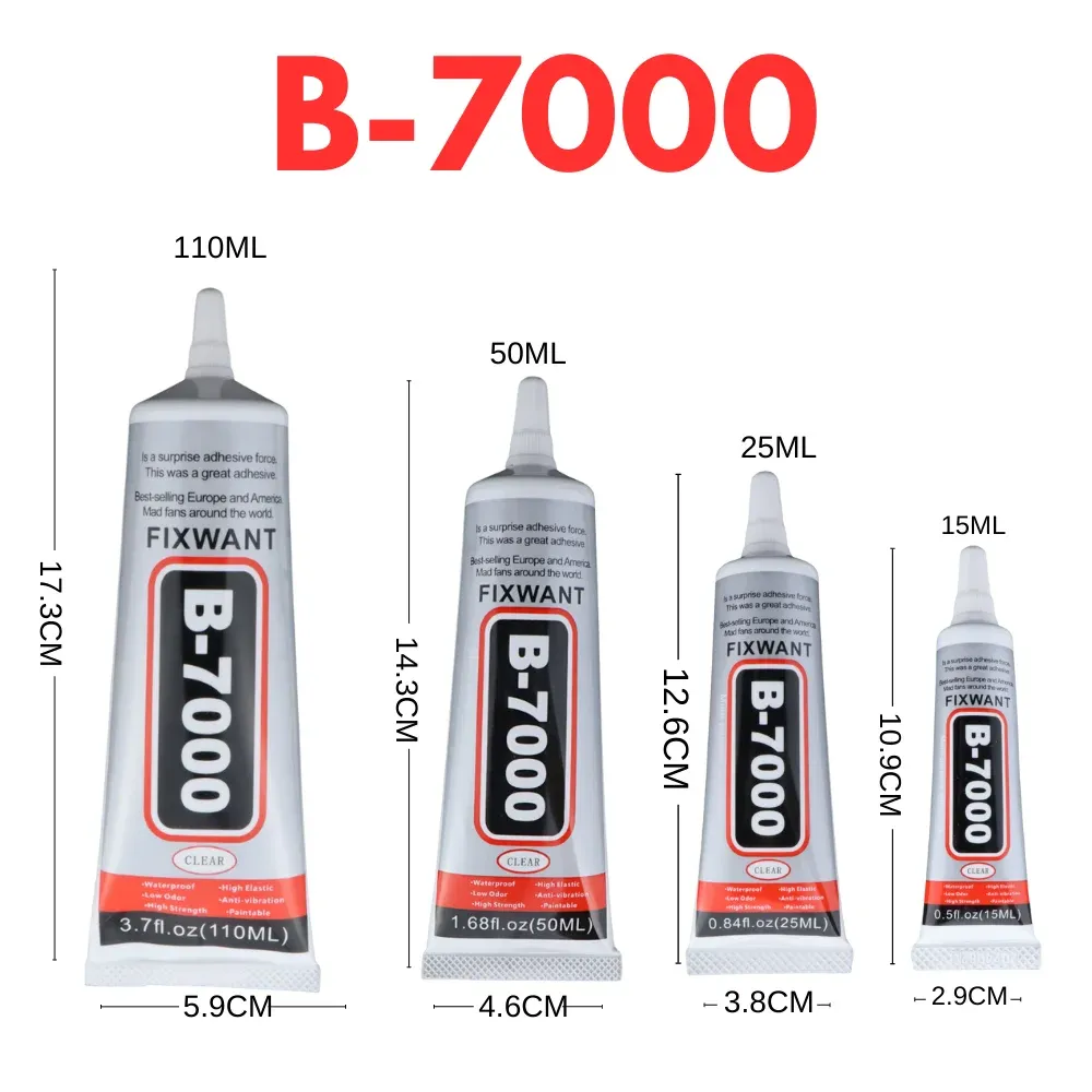 Lot de 100 colles universelles B7000 15 ml pour cuir et verre