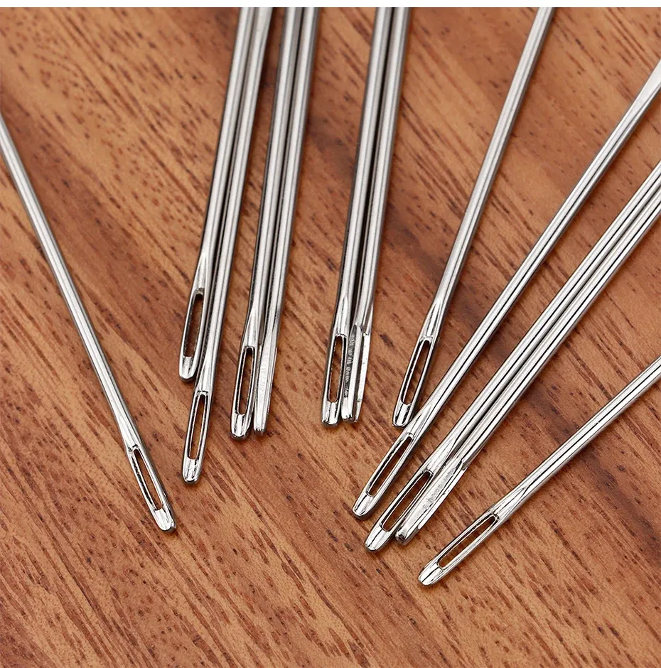 Lot de 12 aiguilles cuir gros œil diamant pour couture