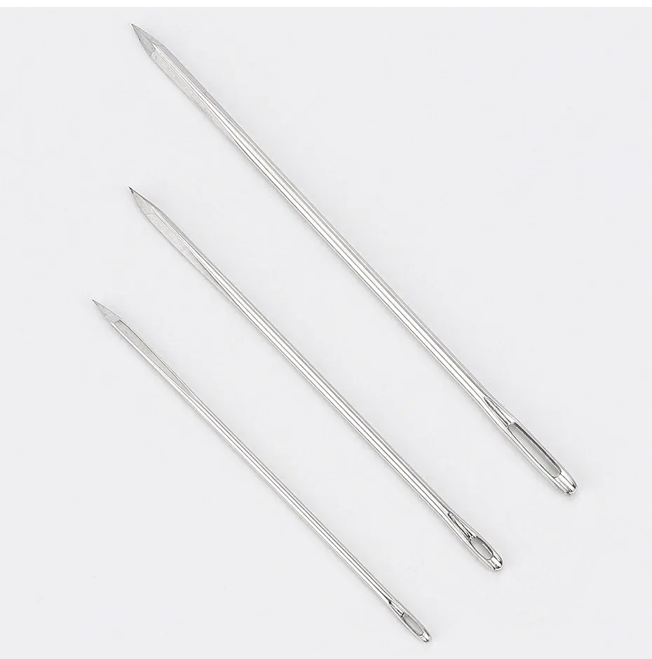Lot de 12 aiguilles cuir gros œil diamant pour couture