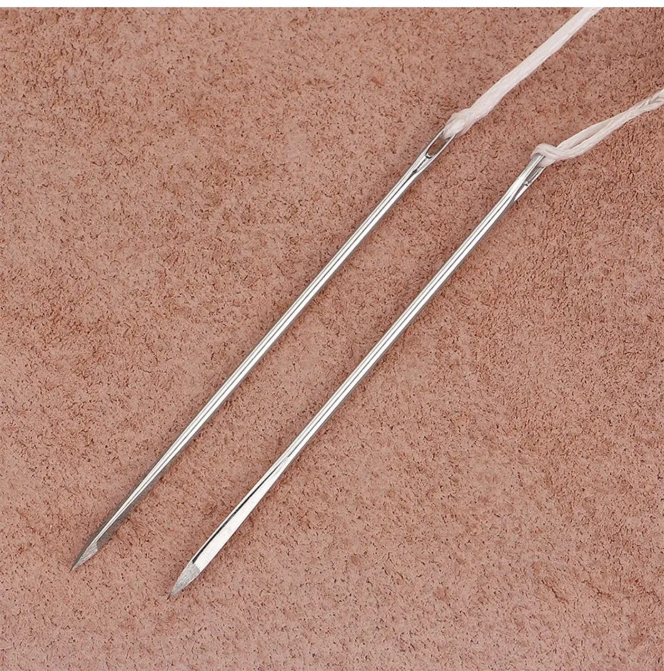 Lot de 12 aiguilles cuir gros œil diamant pour couture