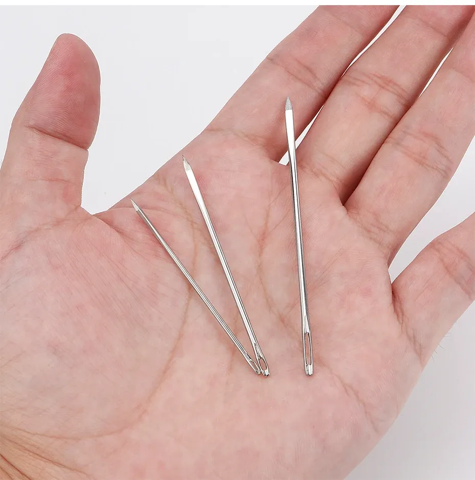 Lot de 12 aiguilles cuir gros œil diamant pour couture